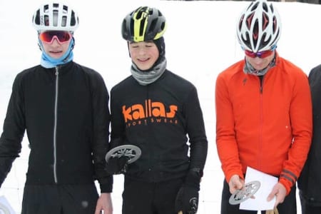 William H. Larsen vant Mattila Fatbike Marathon 2019 foran William Handley (til høyre) mens hjemmefavoritten Pär Bäcker ble nummer tre. Foto: Arrangøren