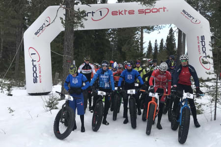 Lygna Fatbike var i år 33km langt, og ble langt på vei avgjort halvveis. Foto: Arrangøren