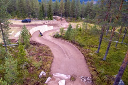 Twin Peaks er en parallelslalåmløype i GT Bike Park, og første av sitt slag i Trysil Bike Arena. Den åpner til høstferien. Foto: Olve Norderhaug
