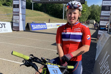 Helene Marie Fossesholm tok bronse i sin VM-debut under UCIs VM i Mont-Sainte-Anne i Canada i dag. Foto: Eddy Knudsen Storsæter