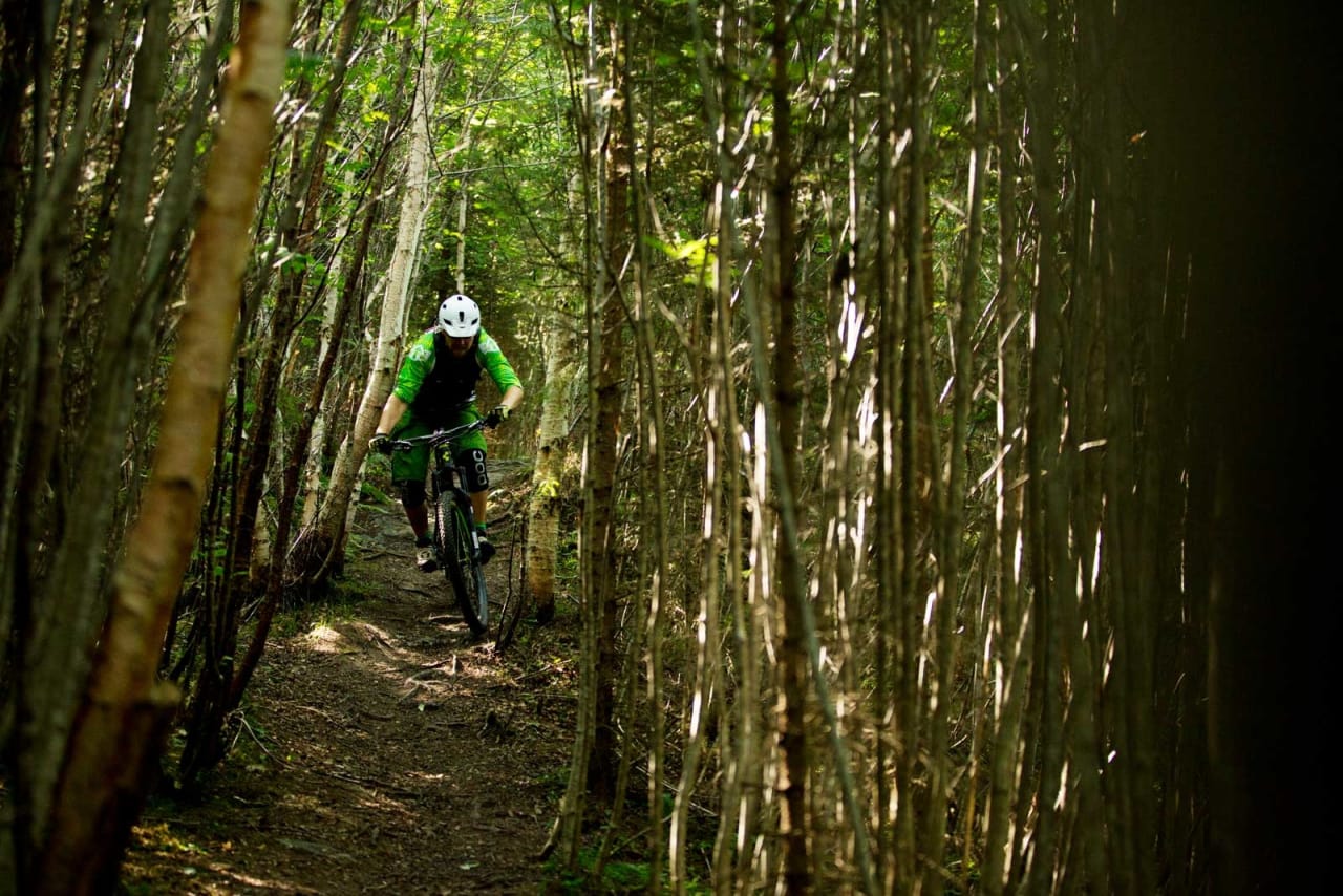 Kjartan Sunnset krangler med tett skog i Tomsetmarka. Skogen her kryr av stier, og du kan holde på lenge i samme område uten å krysse samme sti to ganger. 